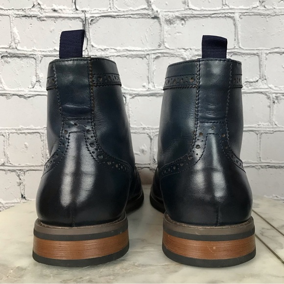 La Milano Patina Collection Mens Leather Blue Oxford Wingtip Boots Size 12 LZ181 - Picture 5 of 13